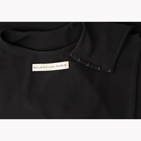 BALENCIAGA BLACK DRESS WITH CAPELET STRETCH JERSEY RUCHING - Picture 11 of 11